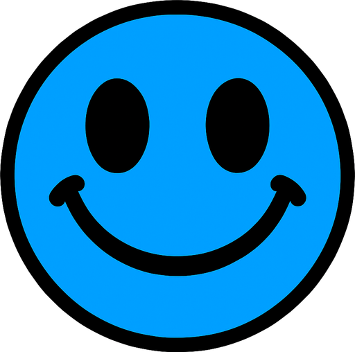 blue happy ball.
In-Game asset.  2d.  High contrast.  No shadows