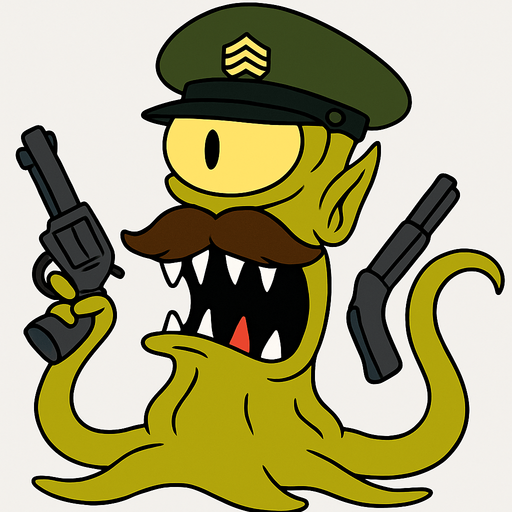 Make my character have a brown mustache, hold a gun and have a sergeant's hat