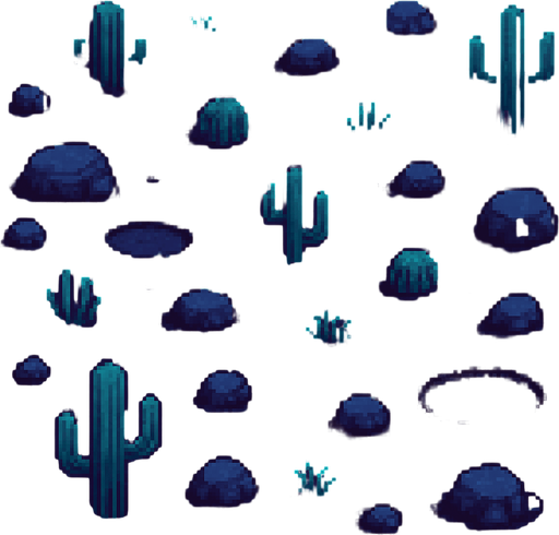 a background top down game pixel art desert. night
In-Game asset.  2d.  High contrast.  No shadows
