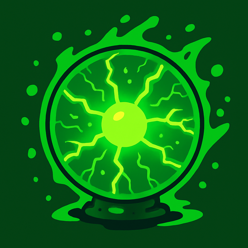 green plasma ball.
In-Game asset.  2d.  High contrast.  No shadows