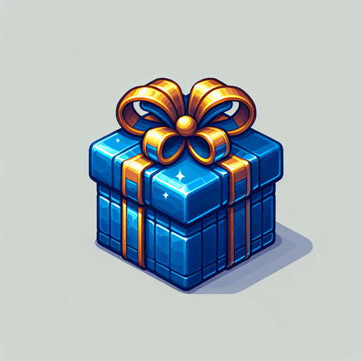 A blue christmas present. Single Game Texture. In-Game asset. 2d. Blank background. High contrast. No shadows.