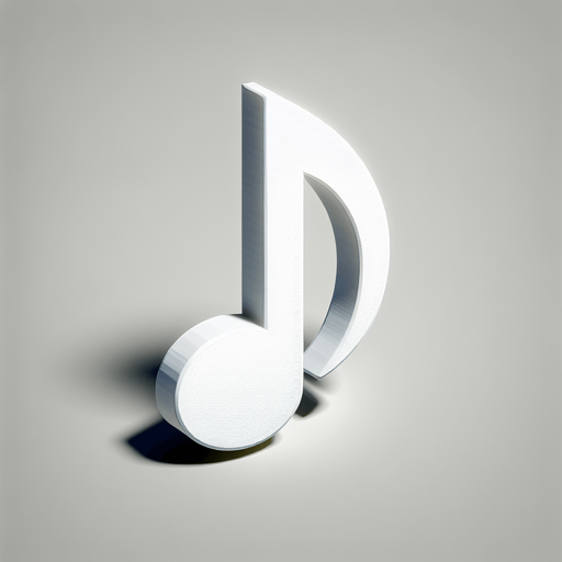 a white musical note on a empty background.
Single Game Texture. In-Game asset. 2d. Blank background. High contrast. No shadows.