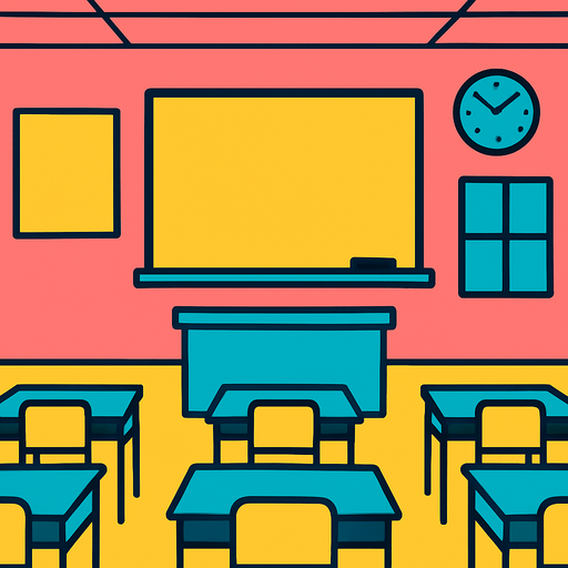 fond d'écran classe de cours.
In-Game asset.  2d.  High contrast.  No shadows