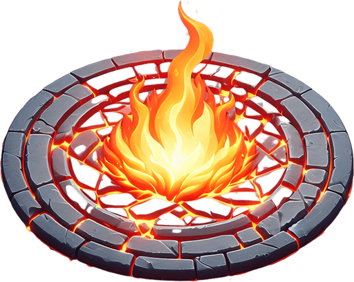 Fire circle 
Single Game Texture. In-Game asset. 3d. Blank background. High contrast. No shadows.