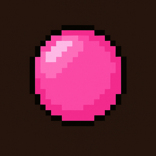 pixel art pink circle.
In-Game asset.  2d.  High contrast.  No shadows