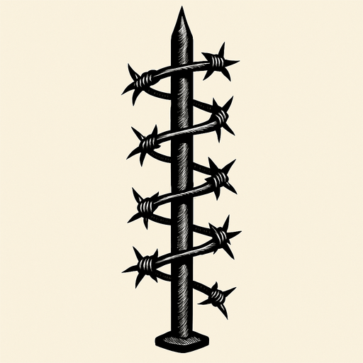 barbed iron pole.
In-Game asset.  2d.  High contrast.  No shadows