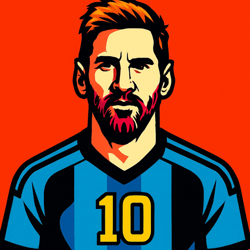 Lionel Messi.
In-Game asset.  2d.  High contrast.  No shadows