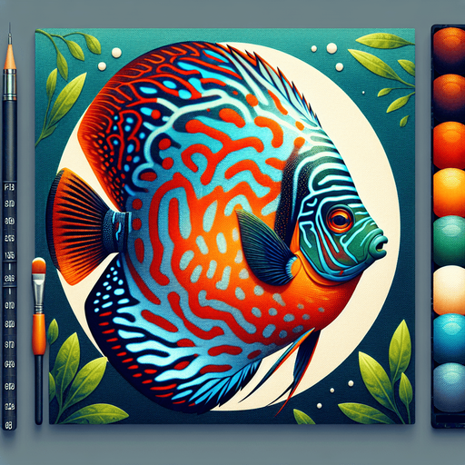 a realistic discusFish.
Single Game Texture. In-Game asset. 2d. Blank background. High contrast. No shadows.