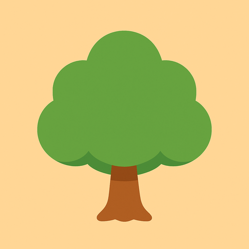 a single simple kawaii tree without outlines and no face, for a non-distracting game background.
In-Game asset.  2d.  High contrast.  No shadows