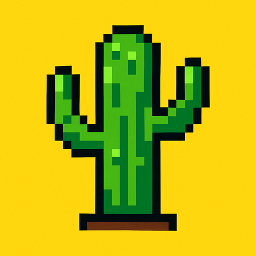 Cactus 8 bit.
In-Game asset.  2d.  High contrast.  No shadows