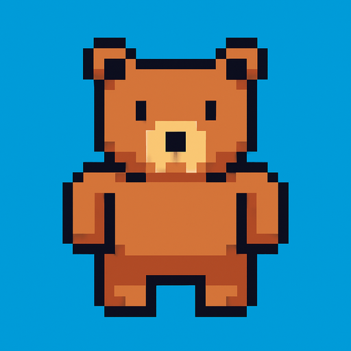 Pixel bear.
In-Game asset.  2d.  High contrast.  No shadows