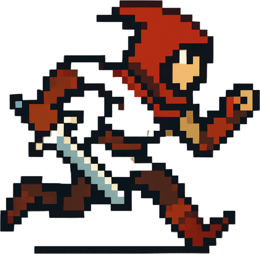 orta çağ hızlı düşman pixel art.
In-Game asset.  2d.  High contrast.  No shadows