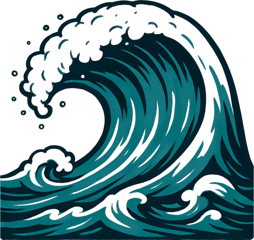 Huge wave.
In-Game asset.  2d.  High contrast.  No shadows