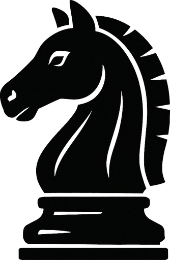 siyah satranç atı.
In-Game asset.  2d.  High contrast.  No shadows