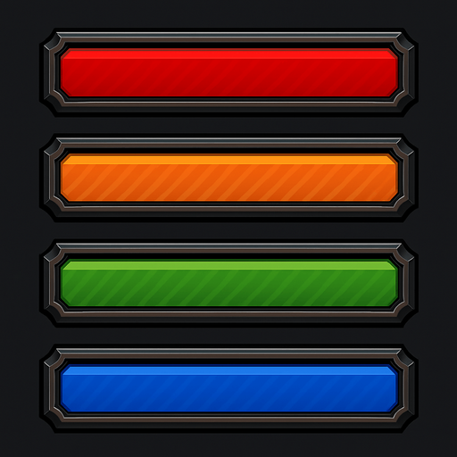 back of Health bars. HD colors. different colors.
In-Game asset.  2d.  High contrast.  No shadows