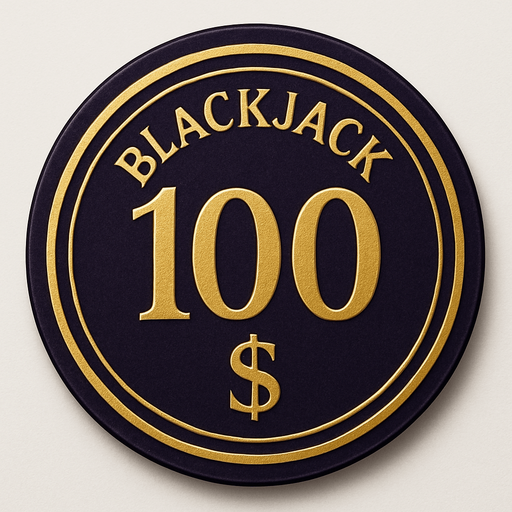 "Crea un asset para una ficha de casino de $100 para Blackjack.
Color Principal: Negro obsidiana o un púrpura real profundo.
Borde/Detalles: Dos o tres franjas finas en un color que contraste fuertemente, como dorado brillante o blanco.
Valor: El número '100' grande y claro en el centro, en dorado o blanco, con una tipografía de casino.
Estilo: Lujoso, premium, coherente con 'La Tentación Dorada'. Esta debe ser la más impresionante visualmente.".
In-Game asset.  2d.  High contrast.  No shadows que el texto blackjack se encuentre arriba