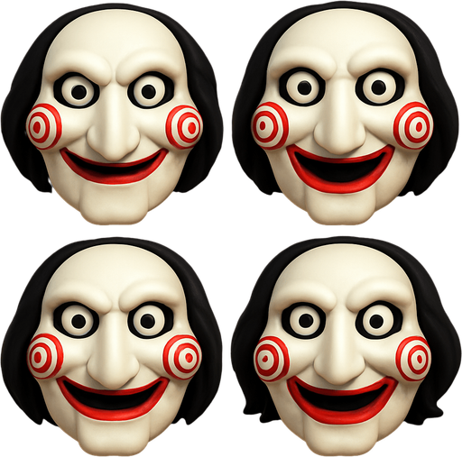 3D the Saw Scary but funny face meme. different faces look. face only
In-Game asset.  3D.  High contrast.  No shadows