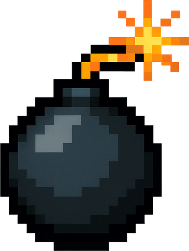 pixelart bomb.
In-Game asset.  2d.  High contrast.  No shadows