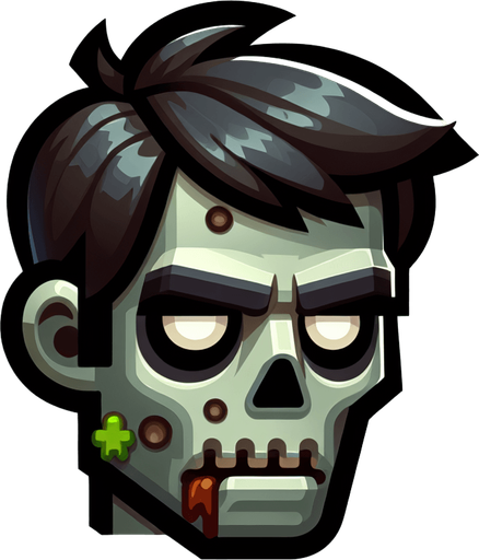Make a person looking like a zombies.
Single Game Texture. In-Game asset. 2d. Blank background. High contrast. No shadows.