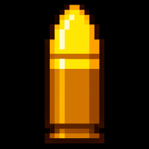 an 16bit 20x40 yellow bullet.
In-Game asset.  2d.  High contrast.  No shadows