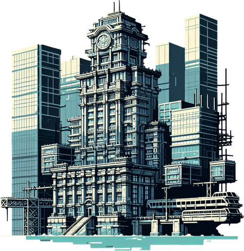 Building.
Single Game Texture. In-Game asset. 2d. Blank background. High contrast. No shadows.