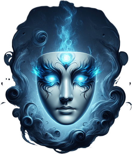 Phantom Mask Icon:

A mysterious, floating mask with glowing eyes and tendrils of shadow curling around it, symbolizing illusions and deception..
Colors: White mask with glowing blue accents and black shadows.