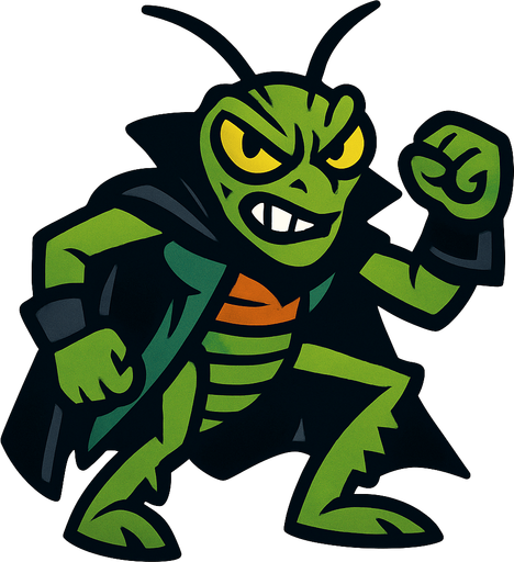 kötü adam çekirge.
In-Game asset.  2d.  High contrast.  No shadows