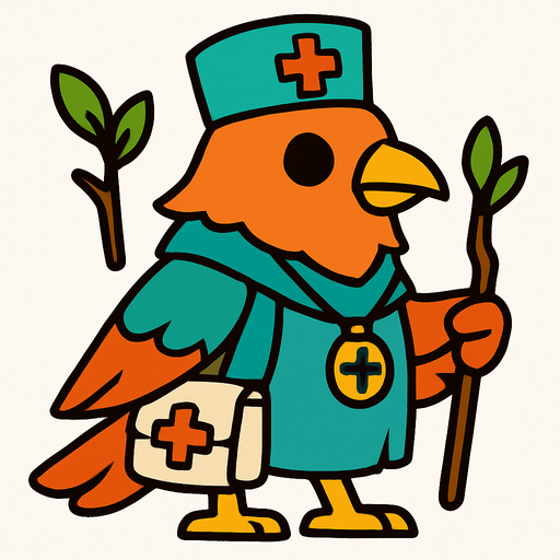 2d bird healer.
In-Game asset.  2d.  High contrast.  No shadows