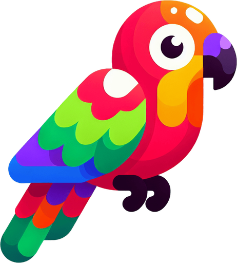 a colorful parrot.
Single Game Texture.  In-Game asset.  2d.  Blank background.  High contrast.  No shadows