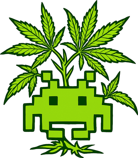 invaderWeed.
2d.  High contrast.  No shadows