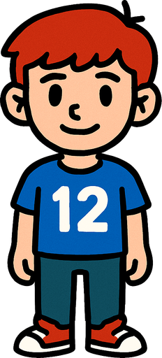 Petit garçon de 12 ans.
In-Game asset.  2d.  High contrast.  No shadows