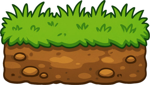 Suelo con tierra y cesped.
In-Game asset.  2d.  High contrast.  No shadows