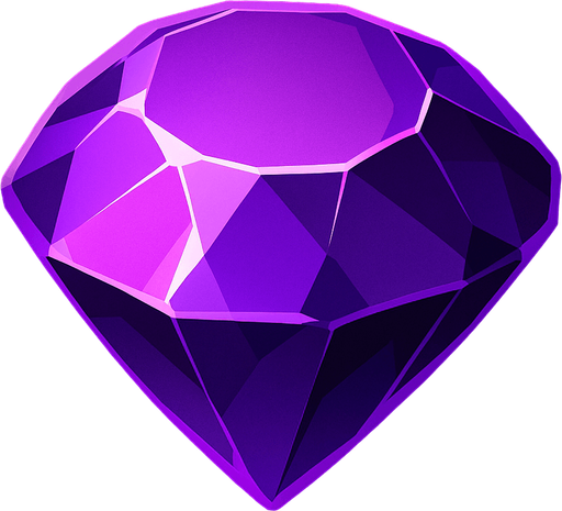 a purple gem not a diamond realistic.
In-Game asset.  2d.  High contrast.  No shadows