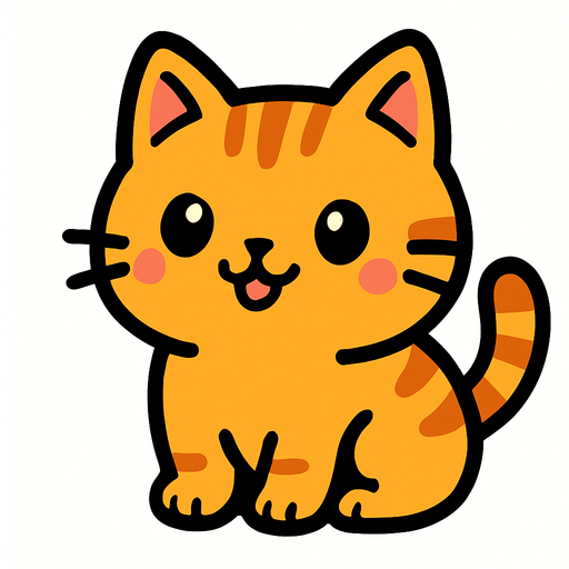 Cute cat.
In-Game asset.  2d.  High contrast.  No shadows