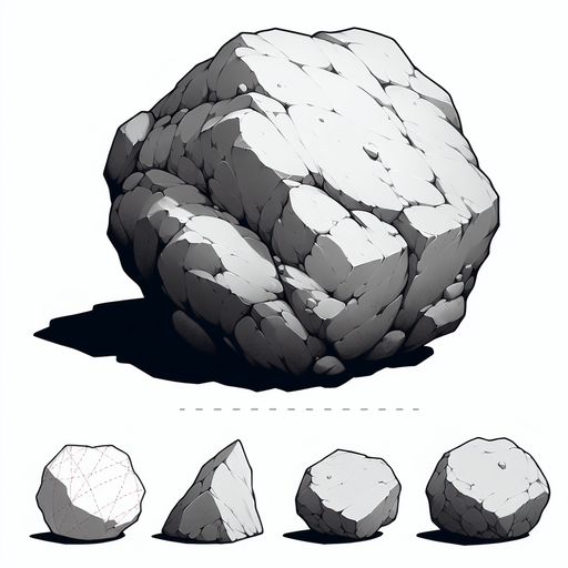 small rock.
Single Game Texture.  In-Game asset.  2d.  Blank background.  High contrast.  No shadows
