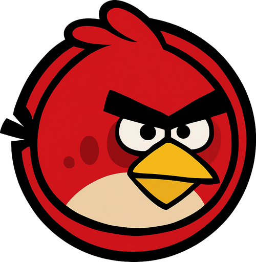 Angry birds logo.
In-Game asset.  2d.  High contrast.  No shadows