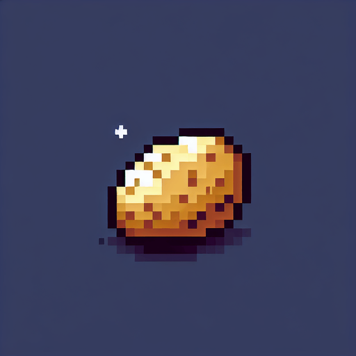 A 16 bit potato. Delicious, hearty potato 🥔 no border, no UI.
Single Game Texture. In-Game asset. 2d. Blank background. High contrast. No shadows.