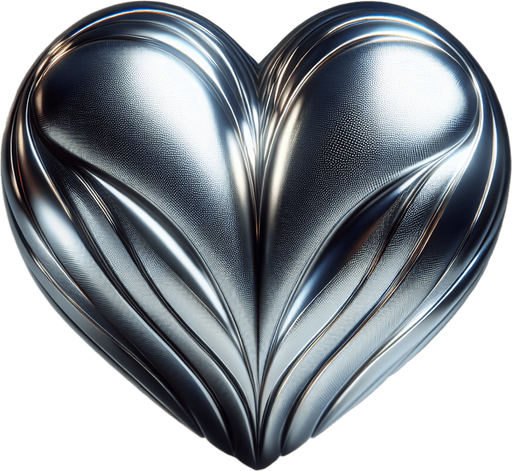 face view of a big silver heart