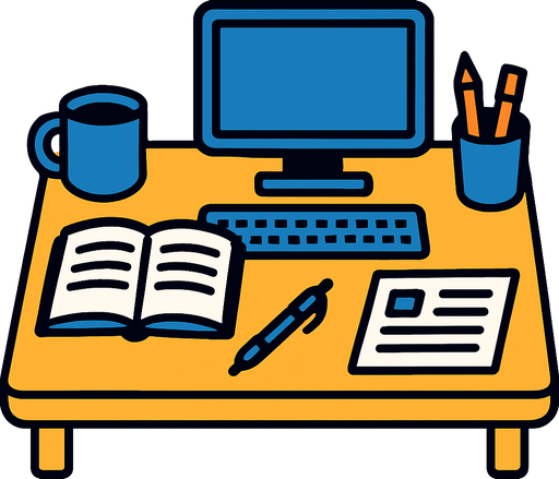 work desk.
In-Game asset.  2d.  High contrast.  No shadows