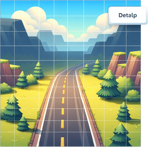 Beautiful road.
Single Game Texture. In-Game asset. 2d. Blank background. High contrast. No shadows.