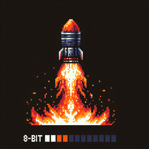 8-bit. 2d. fire from a thruster. vertical position. no background. in game asset..
Single Game Texture. In-Game asset. 2d. Blank background. High contrast. No shadows.