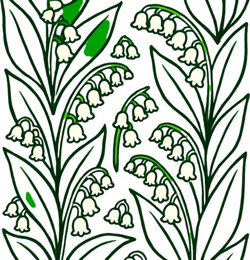 Fond d'écran muguet.
In-Game asset.  2d.  High contrast.  No shadows