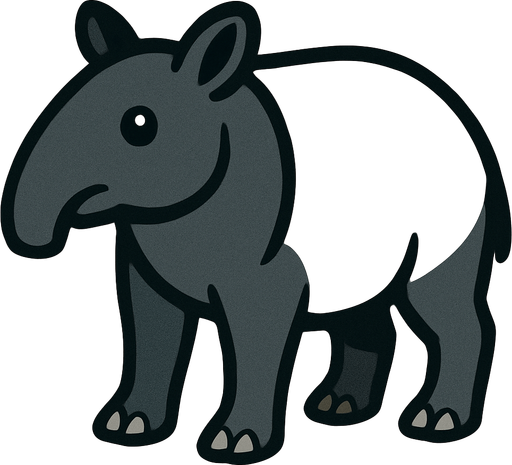 tapir.
In-Game asset.  2d.  High contrast.  No shadows