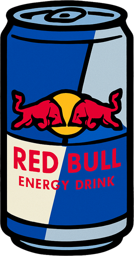 redbull energy drink.
In-Game asset.  2d.  High contrast.  No shadows
