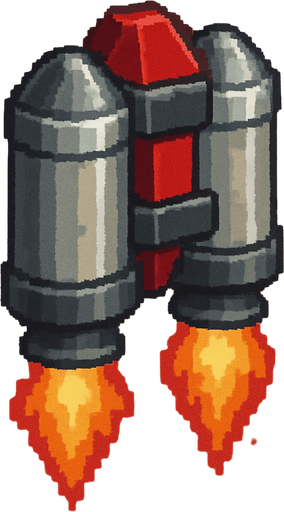 Three-quarter view pixel art jetpack