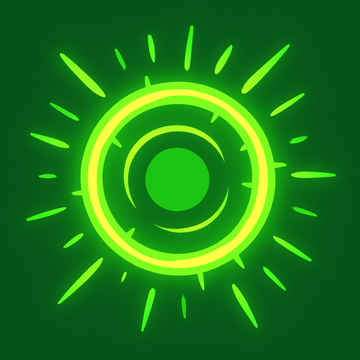 A 2D green radiating circular aura in the Survivor.io style made by HABBY PTE. LTD..
In-Game asset.  2d.  High contrast.  No shadows