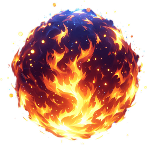 some fire particles Single Game Texture. In-Game asset. 2d. Blank background. High contrast. No shadows.