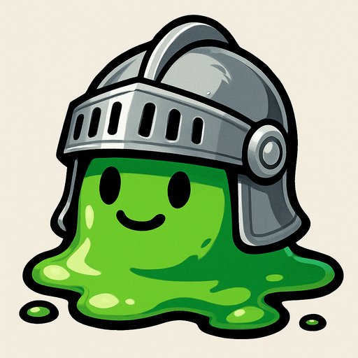 slime but have metalic helmet.
In-Game asset.  2d.  High contrast.  No shadows