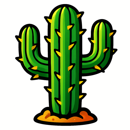 cactus 2d.
In-Game asset.  2d.  High contrast.  No shadows