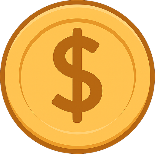 Coin icon
. No background. Transparent background. Blank background. No shadows. 2d. In-Game asset. flat